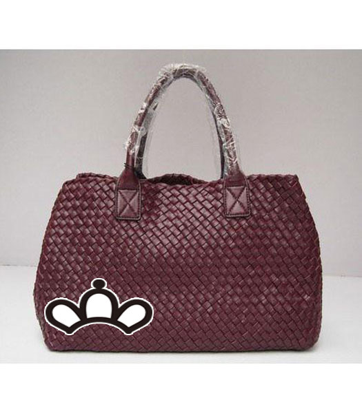 Bottega Veneta Papavero tessuto Cabas agnello borsetta in Wine_Red